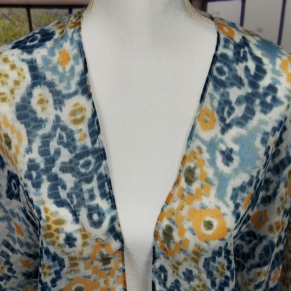 NWT SONOMA WATERCOLOR IKAT LONG KIMONO (IVORY MULTI / OS) - Picture 5 of 11